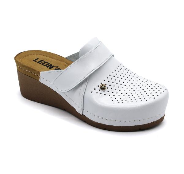 leon damen lederclogs-1001-weiss