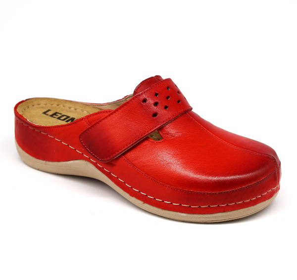 leon damen lederclogs-902-rot