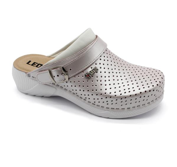 Leon Damen Lederschuhe Modell 3300 – medizinische Schuhe aus Echtleder mit Gel-Innensohle und rutschfester Sohle-pearl