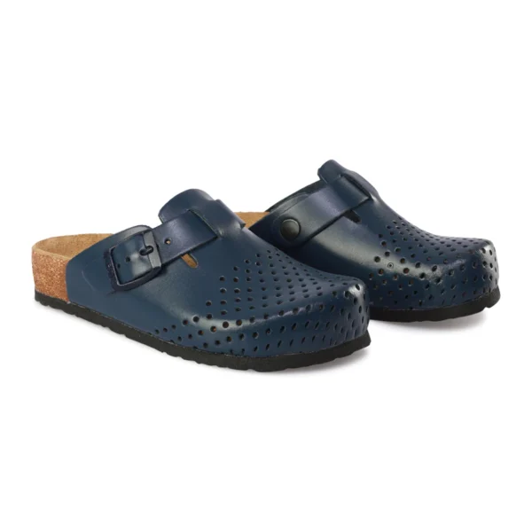 Leon Kinder Lederclogs 4800 in Blau – hochwertige Lederschuhe mit LED-Licht und rutschfester Sohle für Kinder 01