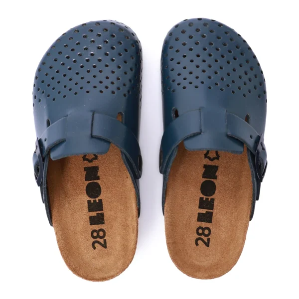 Leon Kinder Lederclogs 4800 in Blau – hochwertige Lederschuhe mit LED-Licht und rutschfester Sohle für Kinder 02