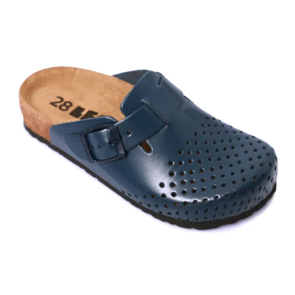 Leon Kinder Lederclogs 4800 in Blau – hochwertige Lederschuhe mit LED-Licht und rutschfester Sohle für Kinder 04