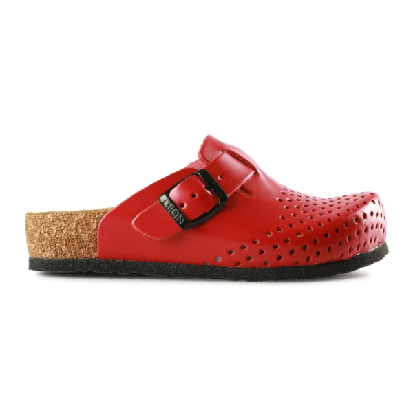 Leon Kinder Lederclogs 4800 in Rot – modische Kinderschuhe aus Leder mit LED-Beleuchtung und verstellbarer Dornschließe 01