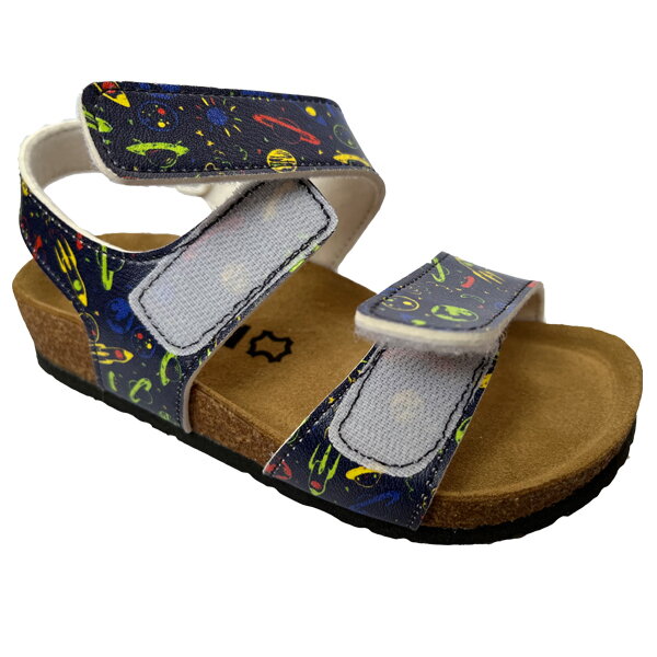 Leon Kinder Ledersandalen Modell 4803 Muster Blau – verspielte Kindersandalen aus Leder mit modernem Design und perfektem Sitz 01