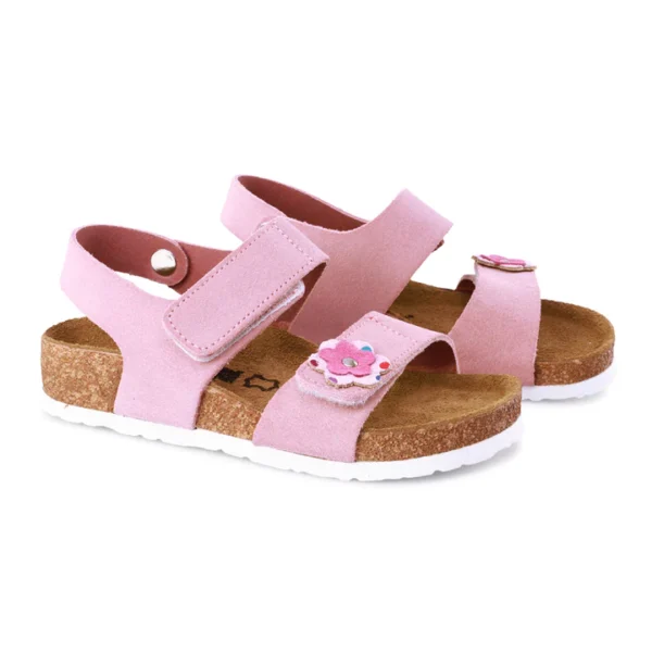 Leon Kinder Ledersandalen Modell 4804 Rosa – hochwertige Mädchensandalen aus Leder mit Blümchenapplikation und rutschfester Sohle 03