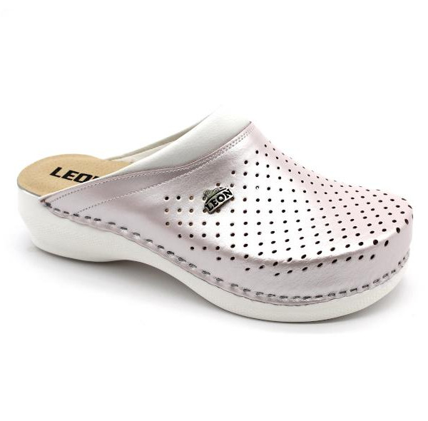 leon damen lederclogs -modell-pu100-rosa