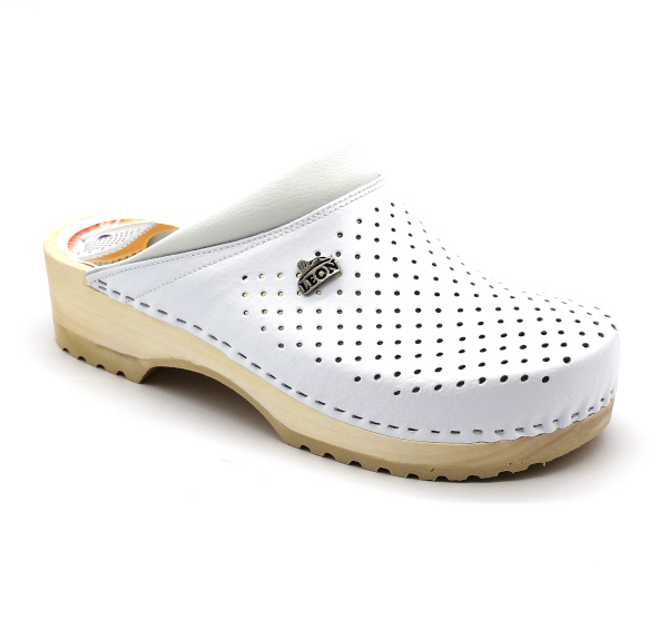 Leon Herren Lederclogs Modell B2M in Weiß – stilvolle Echtleder-Clogs für Männer, ideal für Alltag & Freizeit