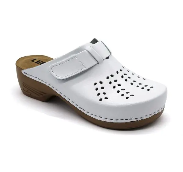leon damen lederclogs pu161 weiß